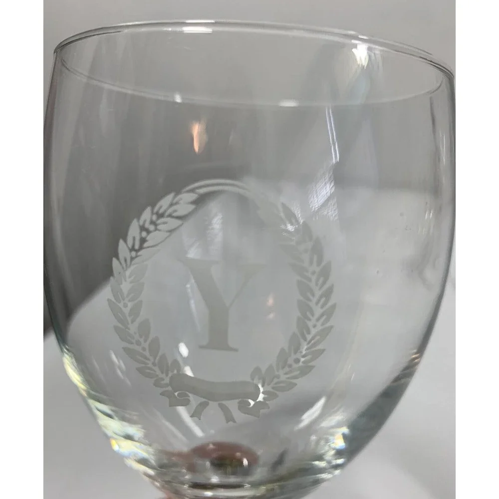 Two‎ Wine Glass Goblets Monogram Y Wedding Glasses Party Barware